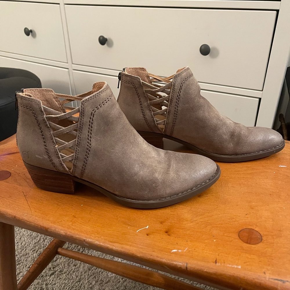 Low Heel Tan Booties